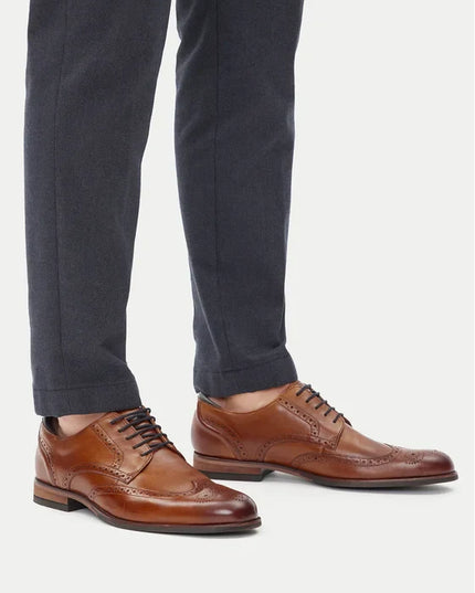 CLARKS SHOSE Men's Brown Leather Wingtip Oxford Dress Shoes – Classic Brogue Style by Clarks