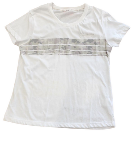 Dunlop Motorsport women's white T Shirt with Cameo Print