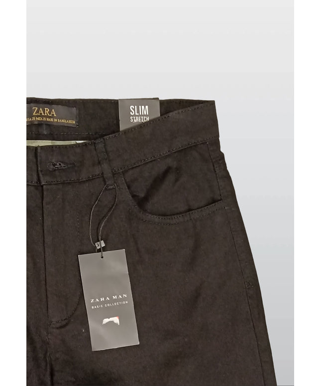 ZARA MAN BASIC COLLECION SLIM STRETCH BLACK PANTS