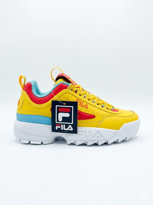 Fila Disruptor Ii Premium (Niños Grandes) Limón/Rosa Diva/Pescado Azul 5 Kids Shoes