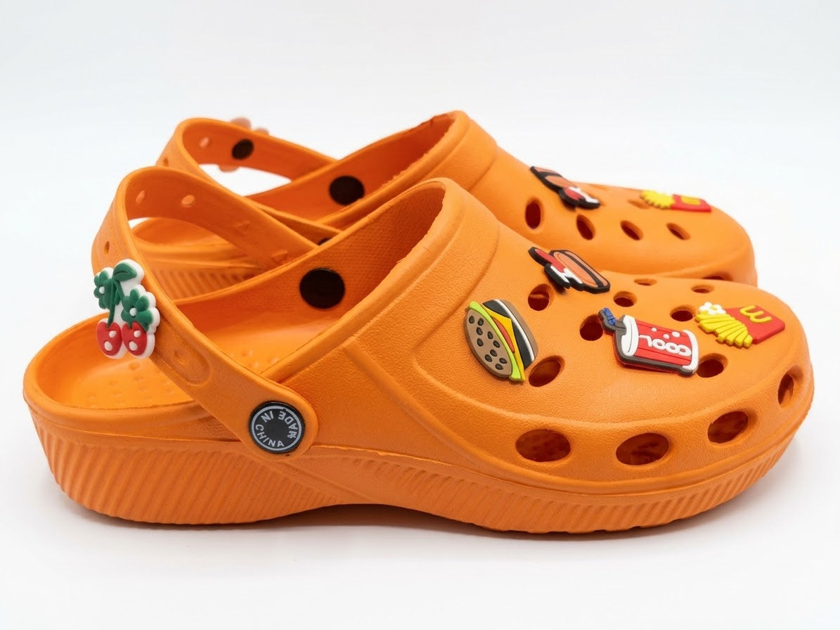Girls Orange Clogs with Cute