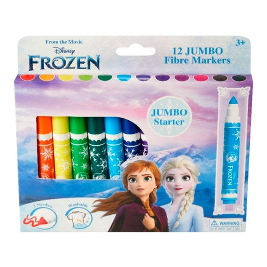 Disney Frozen 12 jumbo fibre markers box with Anna and Elsa