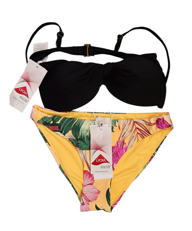 Lycra Women's swimwear black and yellow
