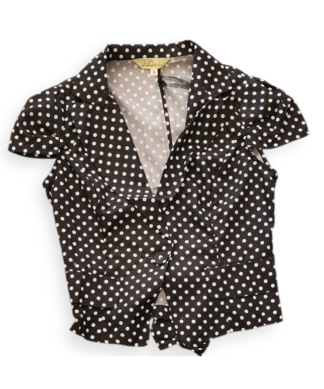 JYGSBANI WOMEN'S BLACK AND WHITE DOTTED TOP