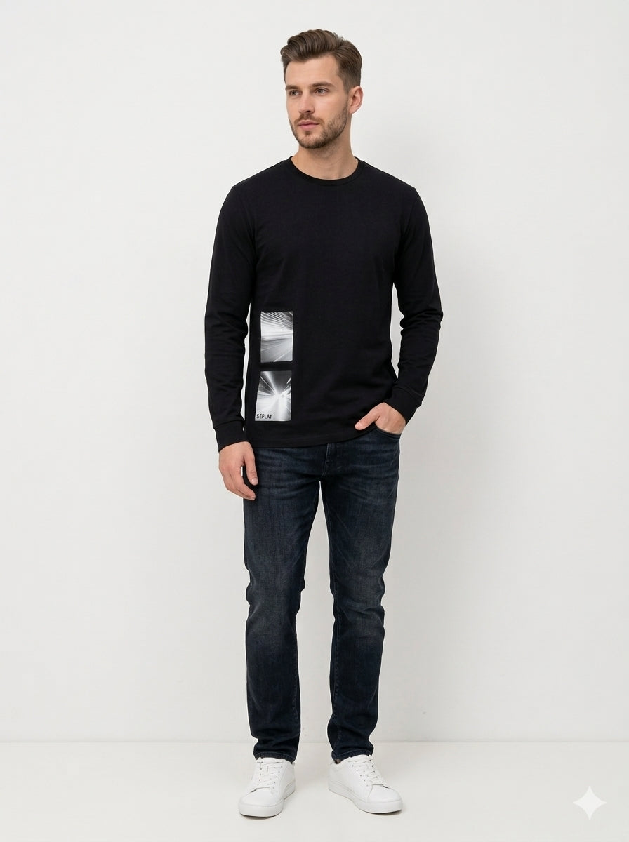 Clearance of Replay Sweatshirt – Men's Graphic Print Crewneck Sweater