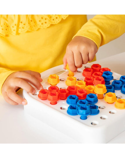 Educational Insights Design & Drill Patterns & Shapes Drill Toy, 58 Pieces with Toy Drill, Preschool STEM Toy for Home & Classroom, Ages 3+