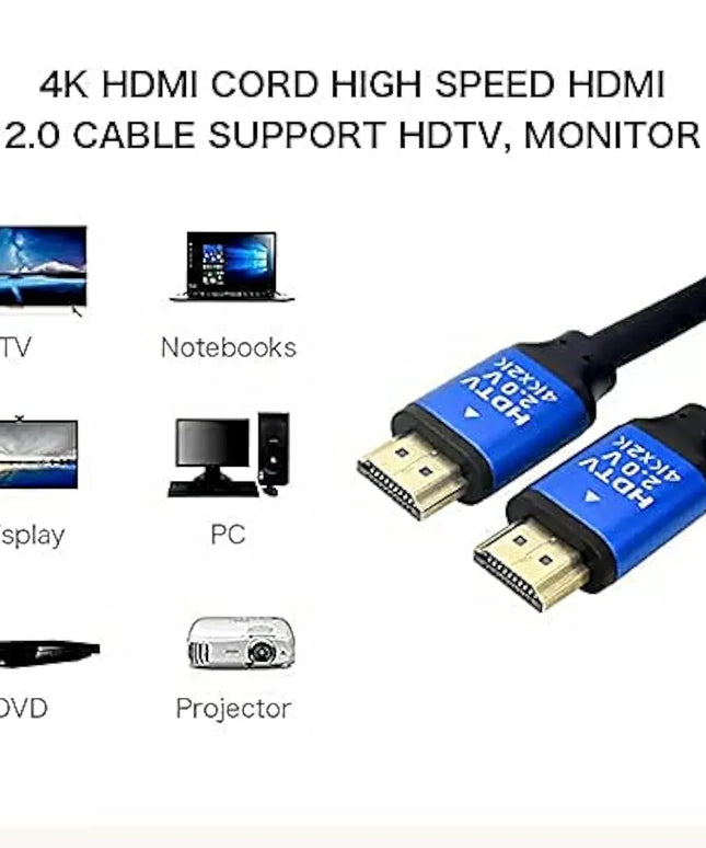 KICO
HDMI Cable (10m) 4K 60HZ, HDMI 2.0 High Speed 18Gbps HDCP 2.2 HDR/3D (2160P/1080P) Audio Return (ARC) Cable for (Display/X~Box/PS5/PS3/4) (Black/Blue) (10m)) by S