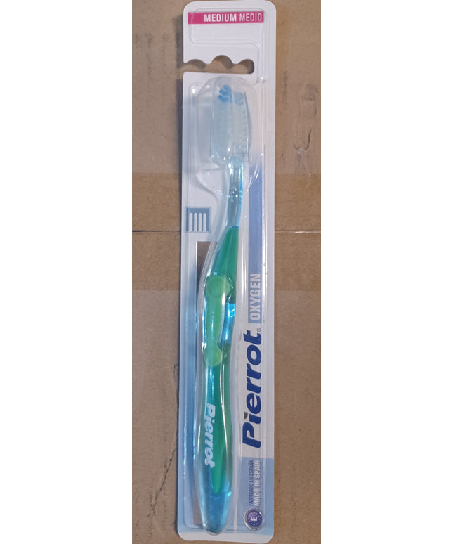 Pierrot Oxygens Medium Medio Toothbrush – Available in Blue-Yellow, Blue-Green & Blue-Pink