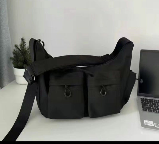 Large Nylon soft Bag black with Multiple Pockets and Adjustable Strap Fashion Shoulder PursCrossbody Bags Casual Travel Crossbody Bag Unisex xkbfq4117