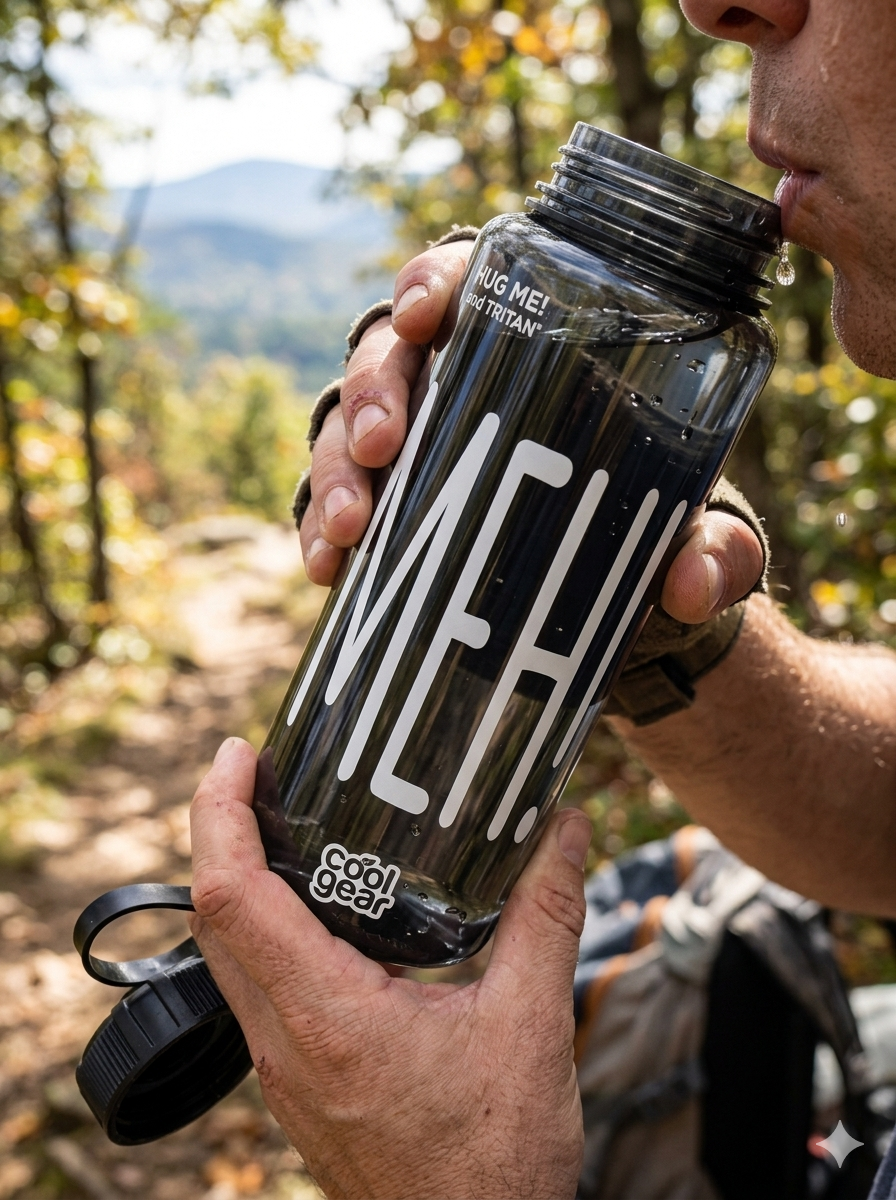32Oz Cool Gear Meh. Transparent Black Water Bottle