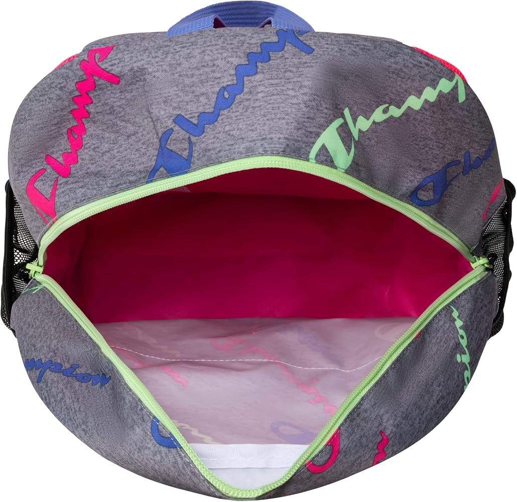 Champion Grey Backpack With Colorful Logo Print
