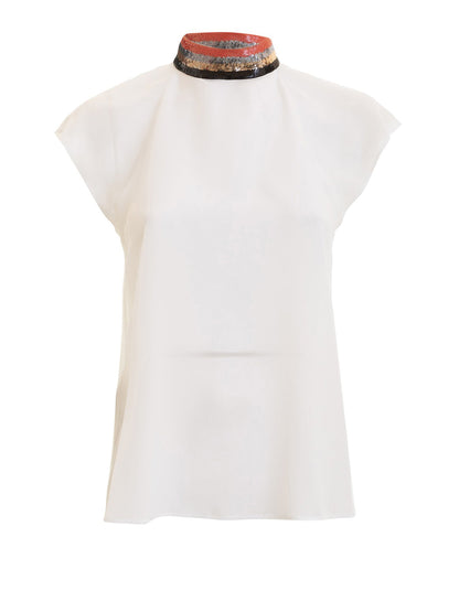 Emporio Armani Sequined collar silk blouse(  stained)