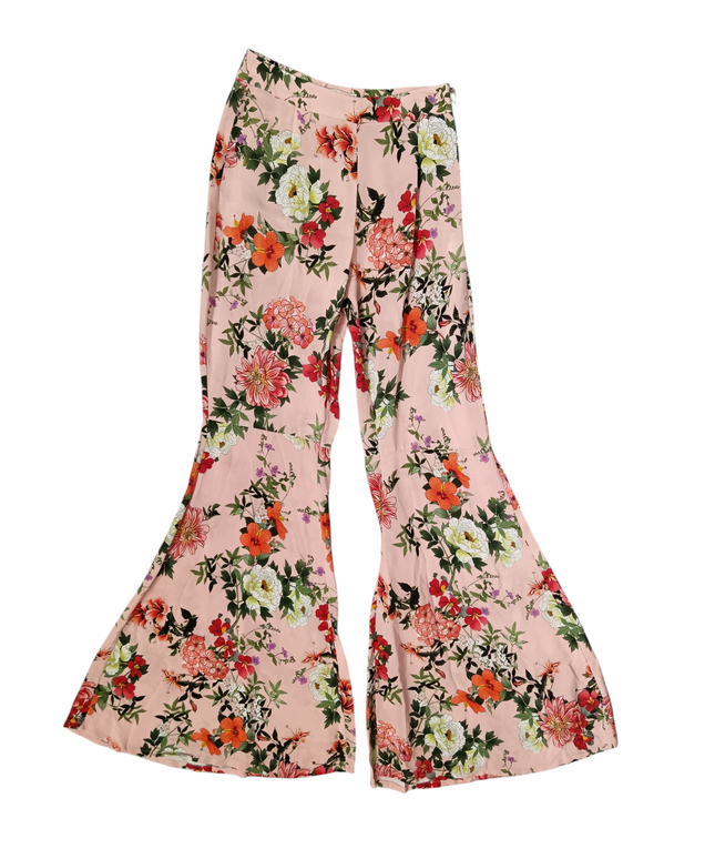 Bershka pink plazo with floral print