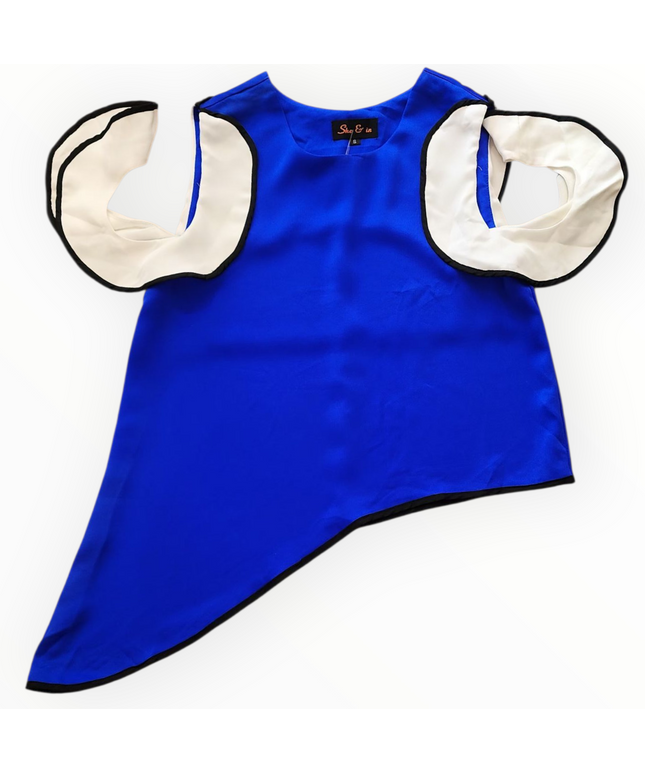 SHE & IN WOMEN'S BLUE AND WHITE TOP