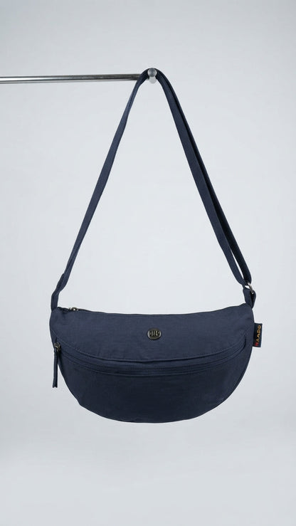 Bagco soft Bag Classic Nylon Crescent Crossbody Bag in navy blue