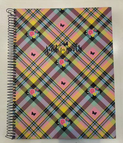 Ambar "Just For Girls" Pink Notebook With Multicolored Criss-Cross Pattern