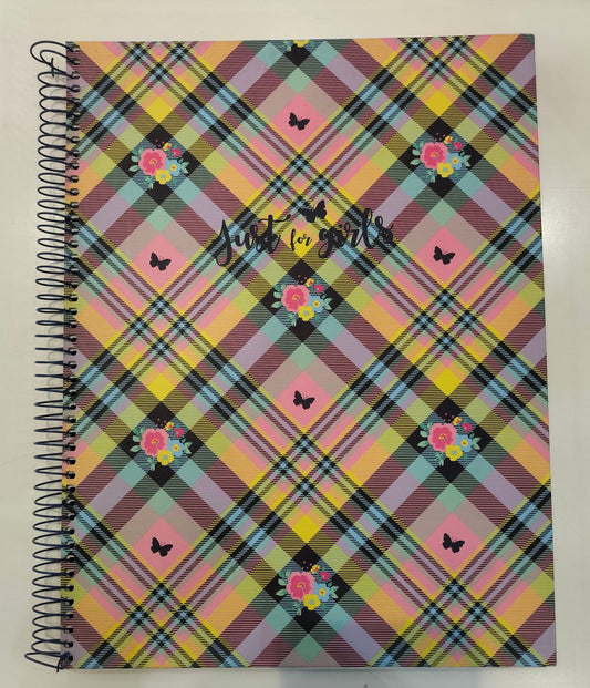 Ambar "Just For Girls" Pink Notebook With Multicolored Criss-Cross Pattern