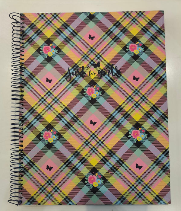 Ambar "Just For Girls" Pink Notebook With Multicolored Criss-Cross Pattern