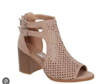 SIZE: 38 - Alexis Bendel Women's Cut-Out Open Toe Bootie Taupe