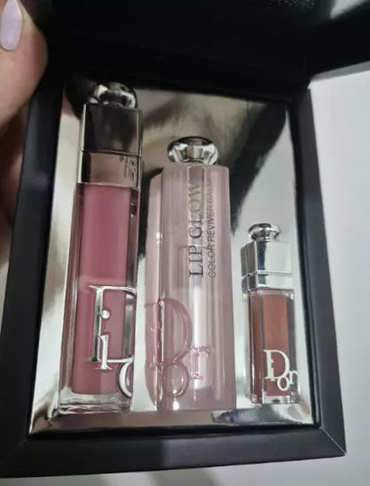 Dior Addict Lip Essentials 3pc Set + Gift Box Lip Glow & Maximizer New