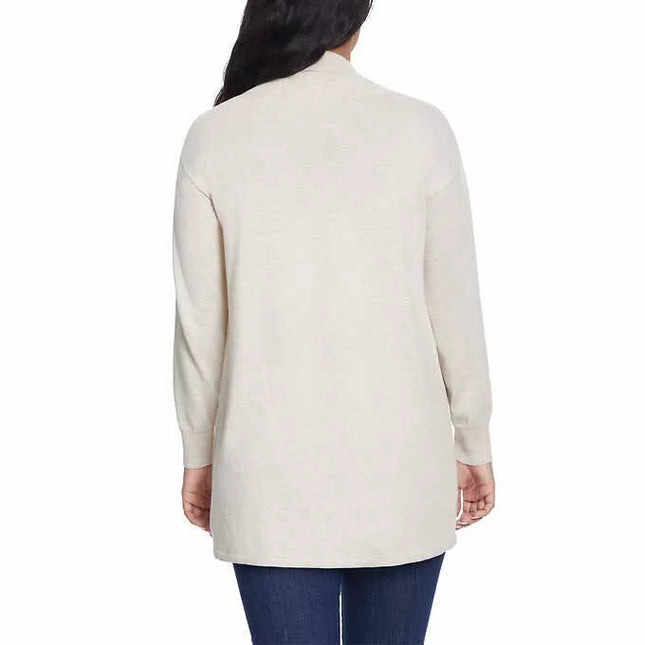 SIZE: L - Gloria Vanderbilt Women's Open Front Long Sleeve Super Soft Cardigan (US, Alpha, Large, Regular, Regular, Cream)