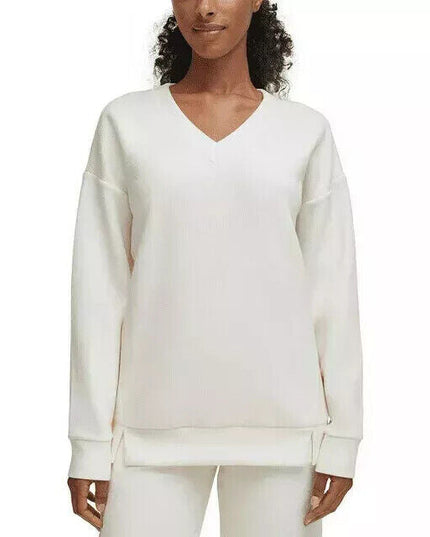SIZE: XXL - Marc New York Women's V Neck Long Sleeve Textured Top, Color: Cream