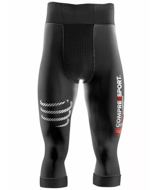 Compressport Compression Pirate ¾ black compression tights for muscle support