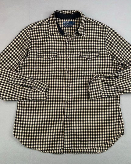 Polo by Ralph Lauren G. I. Shirt Mens (LT)  Check Pockets Long no Sleeve Cotton