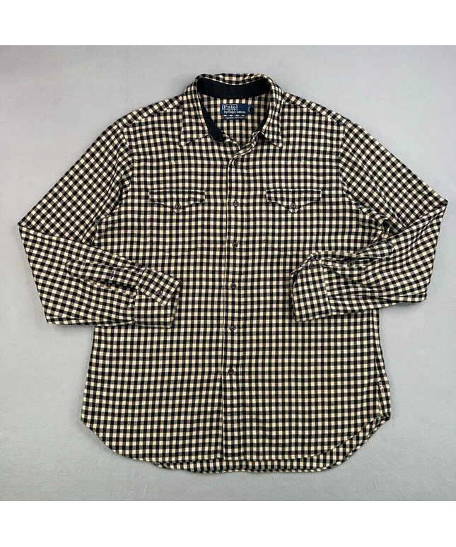 Polo by Ralph Lauren G. I. Shirt Mens (LT)  Check Pockets Long no Sleeve Cotton