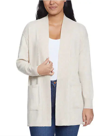 SIZE: L - Gloria Vanderbilt Women's Open Front Long Sleeve Super Soft Cardigan (US, Alpha, Large, Regular, Regular, Cream)