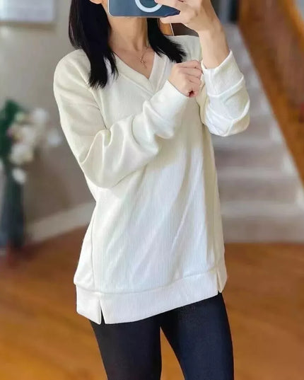 SIZE: S - Marc New York Women's V Neck Long Sleeve Textured Top, Color: Cream