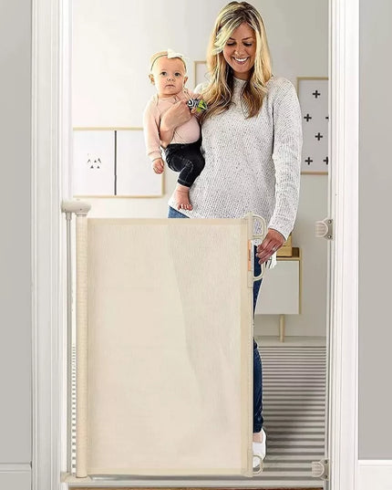 In/Outdoor Baby Safety Retractable Gate,White 33" Tall, Extends up to 55'' Wide