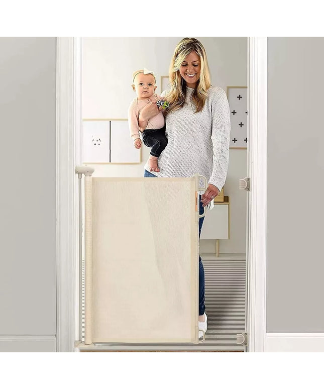 In/Outdoor Baby Safety Retractable Gate,White 33" Tall, Extends up to 55'' Wide