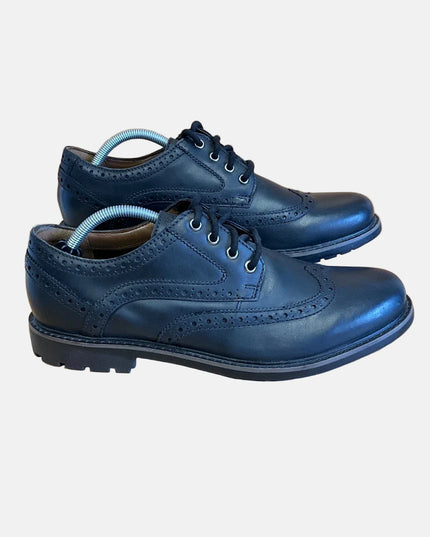 CLARKS CURINGTON WING MEN'S BLACK LEATHER NON-SLIP BROGUE SMART SHOES