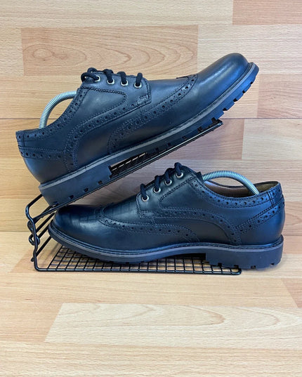 CLARKS CURINGTON WING MEN'S BLACK LEATHER NON-SLIP BROGUE SMART SHOES
