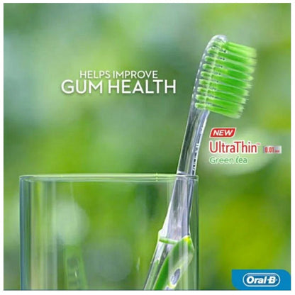 Oral-B Green Tea Gum Toothbrush Ultra Thin Deep Clean Care Extra Gentle Soft X 3