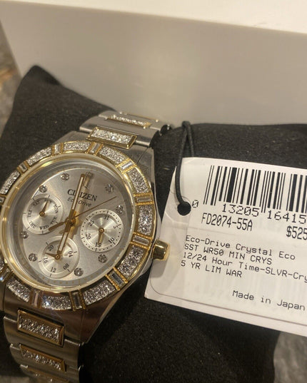 Citizen Eco Drive Crystal Two Tone Stainless Steel Ladies Watch P