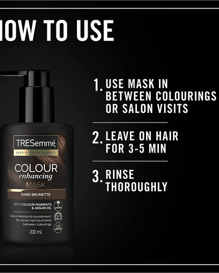 TRESemmé Dark Brunette Colour Enhancing Hair Mask with colour pigments & argan oil for a vibrant colour with brilliant shine between colourings 200 ml