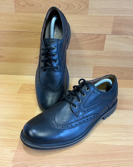 CLARKS CURINGTON WING MEN'S BLACK LEATHER NON-SLIP BROGUE SMART SHOES