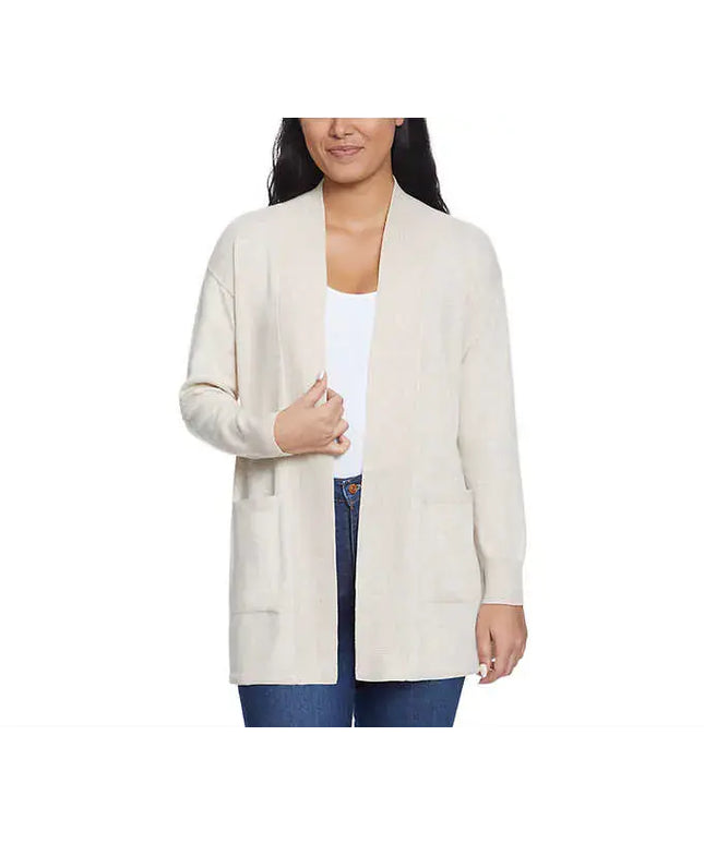SIZE: M - Gloria Vanderbilt Women's Open Front Long Sleeve Super Soft Cardigan (US, Alpha, Medium, Regular, Regular, Cream)