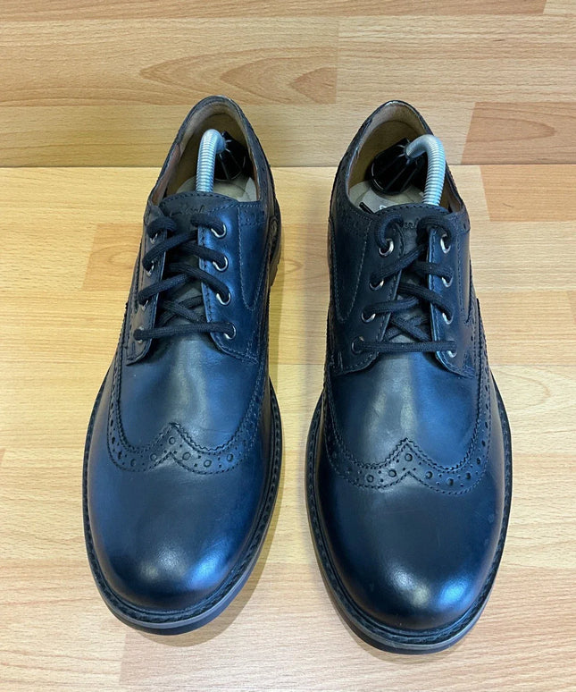 CLARKS CURINGTON WING MEN'S BLACK LEATHER NON-SLIP BROGUE SMART SHOES