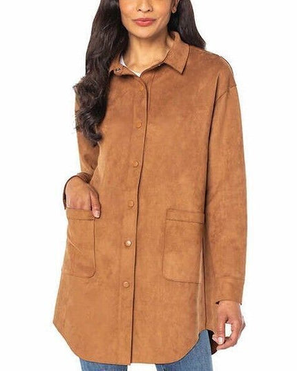 SIZE S - Well Worn Women's Faux Suede Pockets Oversize Soft Jacket