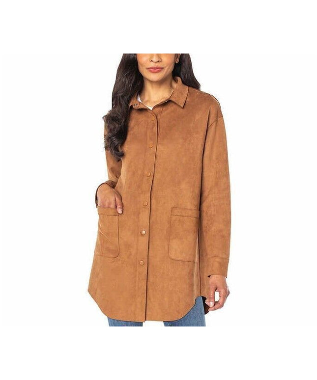 SIZE S - Well Worn Women's Faux Suede Pockets Oversize Soft Jacket