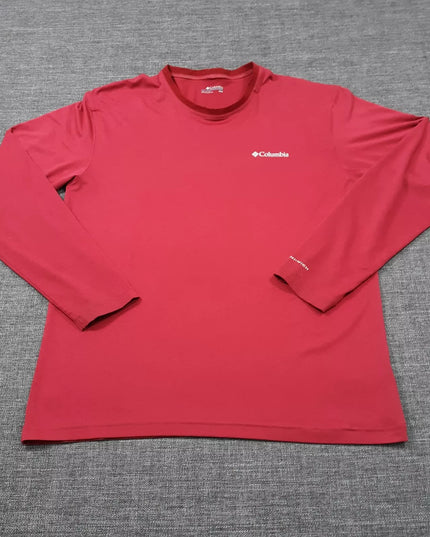 Columbia T-Shirt Mens Size Medium Red Long Sleeve Omni-Wick Outdoor Hiking