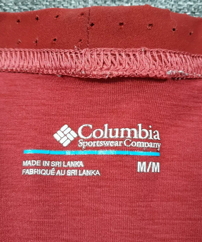 Columbia T-Shirt Mens Size Medium Red Long Sleeve Omni-Wick Outdoor Hiking