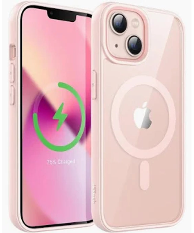 Clear Magnetic Case for iPhone 15 [Shockproof & Slim] Clear Hard Back Cover with high-Grade Protection | Pink