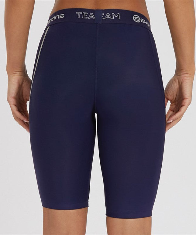 SKINS DNAMIC MENS COMPRESSION HALF TIGHTS - NAVY BLUE