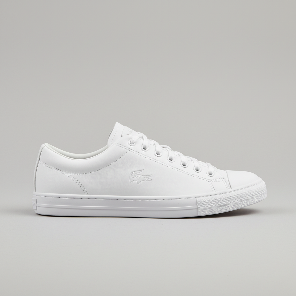 Lacoste women's white leather low-top sneaker, side view