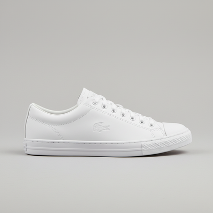 Lacoste women's white leather low-top sneaker, side view
