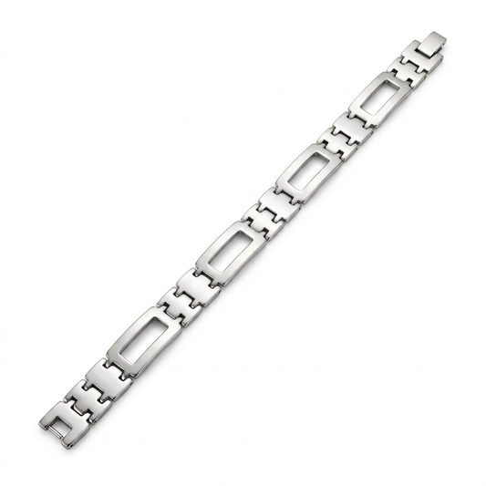 Silver-tone rectangular-link bracelet product photo
